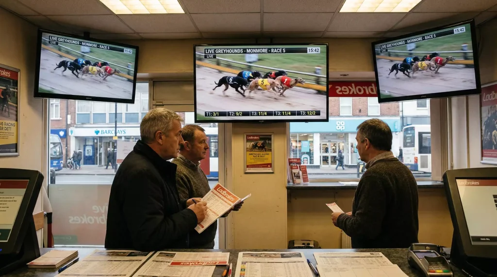 BAGS greyhound daytime racing displayed on betting shop screens